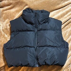 Cropped Black Puffer Vest